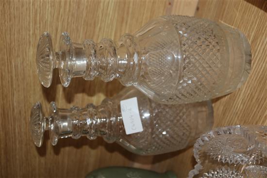 A pair of 19th century cut glass decanters and other cut glasswares
